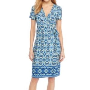NWT The Limited Mykonos Border Short Sleeve Wrap Dress